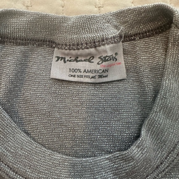 Michael Stars cap sleeve Tshirt silver gently used OS - Picture 2 of 2